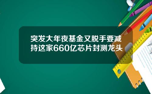 突发大年夜基金又脱手要减持这家660亿芯片封测龙头