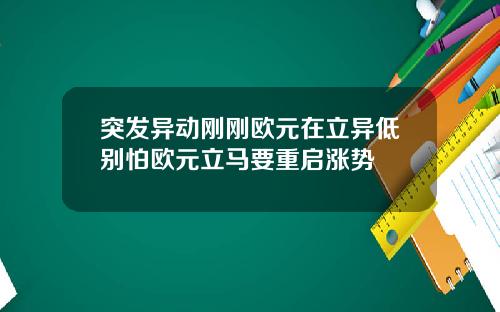 突发异动刚刚欧元在立异低别怕欧元立马要重启涨势