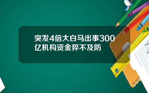 突发4倍大白马出事300亿机构资金猝不及防