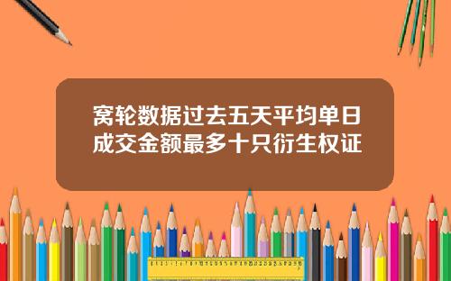 窝轮数据过去五天平均单日成交金额最多十只衍生权证