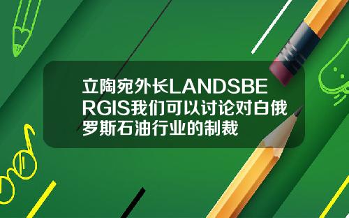 立陶宛外长LANDSBERGIS我们可以讨论对白俄罗斯石油行业的制裁