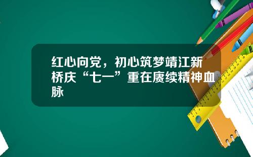 红心向党，初心筑梦靖江新桥庆“七一”重在赓续精神血脉