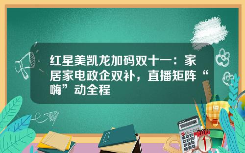 红星美凯龙加码双十一：家居家电政企双补，直播矩阵“嗨”动全程