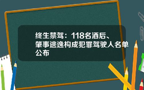 终生禁驾：118名酒后、肇事逃逸构成犯罪驾驶人名单公布