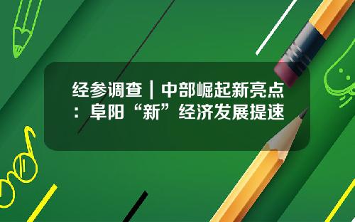 经参调查｜中部崛起新亮点：阜阳“新”经济发展提速