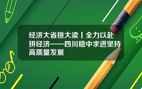 经济大省挑大梁丨全力以赴拼经济——四川稳中求进坚持高质量发展