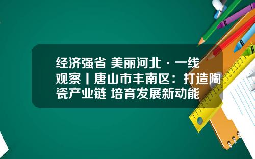 经济强省 美丽河北·一线观察丨唐山市丰南区：打造陶瓷产业链 培育发展新动能