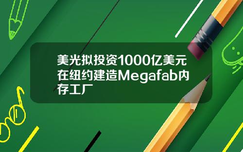 美光拟投资1000亿美元在纽约建造Megafab内存工厂