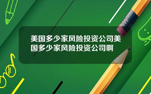 美国多少家风险投资公司美国多少家风险投资公司啊