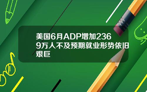 美国6月ADP增加2369万人不及预期就业形势依旧艰巨