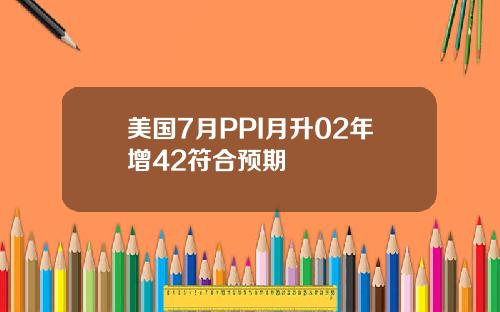 美国7月PPI月升02年增42符合预期