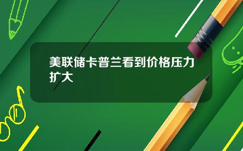 美联储卡普兰看到价格压力扩大