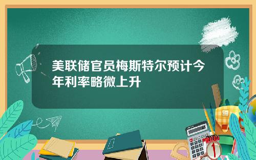 美联储官员梅斯特尔预计今年利率略微上升