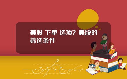 美股 下单 选项？美股的筛选条件