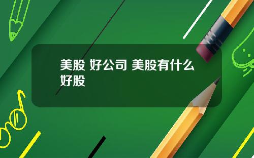 美股 好公司 美股有什么好股