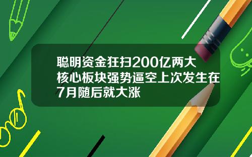 聪明资金狂扫200亿两大核心板块强势逼空上次发生在7月随后就大涨