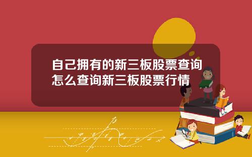 自己拥有的新三板股票查询怎么查询新三板股票行情