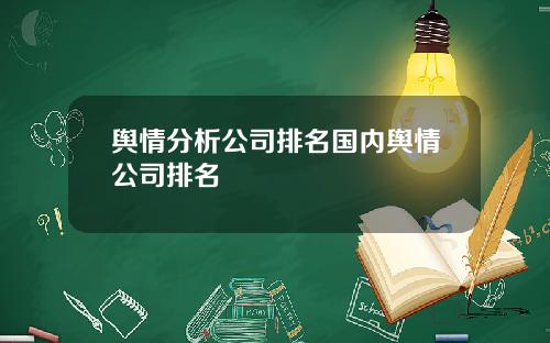 舆情分析公司排名国内舆情公司排名