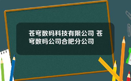 苍穹数码科技有限公司 苍穹数码公司合肥分公司