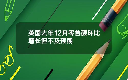 英国去年12月零售额环比增长但不及预期