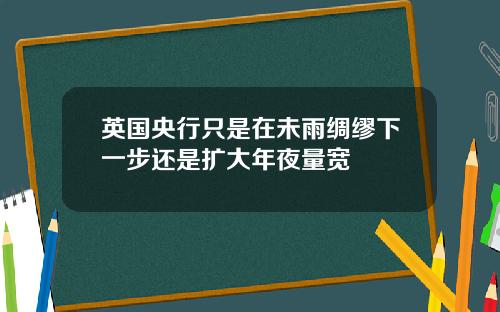 英国央行只是在未雨绸缪下一步还是扩大年夜量宽