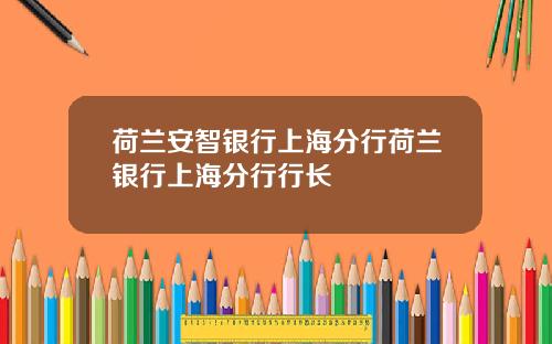 荷兰安智银行上海分行荷兰银行上海分行行长
