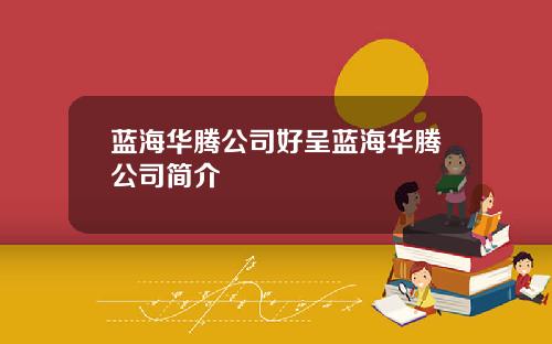 蓝海华腾公司好呈蓝海华腾公司简介