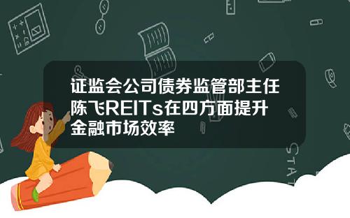 证监会公司债券监管部主任陈飞REITs在四方面提升金融市场效率