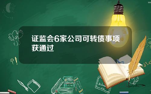 证监会6家公司可转债事项获通过