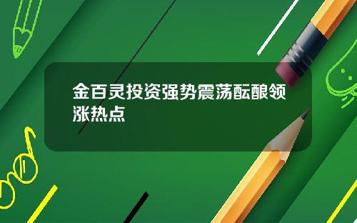 金百灵投资强势震荡酝酿领涨热点