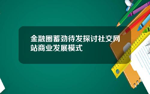 金融圈蓄劲待发探讨社交网站商业发展模式