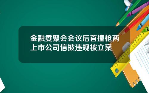 金融委聚会会议后首撞枪两上市公司信披违规被立案