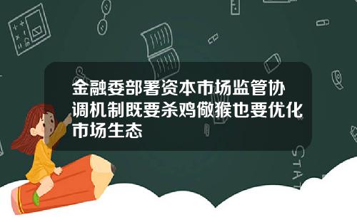 金融委部署资本市场监管协调机制既要杀鸡儆猴也要优化市场生态