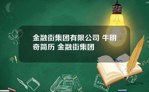 金融街集团有限公司 牛明奇简历 金融街集团