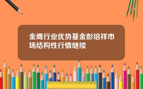 金鹰行业优势基金彭培祥市场结构性行情继续