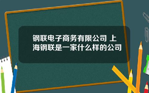 钢联电子商务有限公司 上海钢联是一家什么样的公司