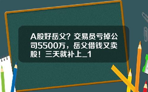 A股好岳父？交易员亏掉公司5500万，岳父借钱又卖股！三天就补上_1