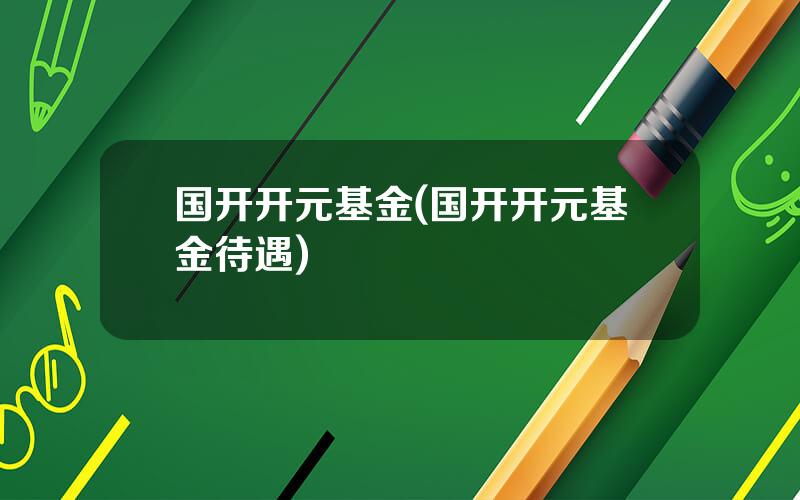 国开开元基金(国开开元基金待遇)