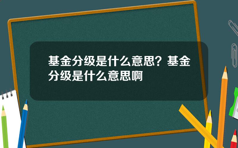 基金分级是什么意思？基金分级是什么意思啊