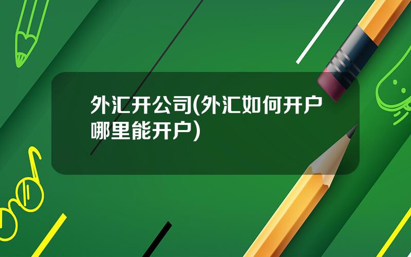 外汇开公司(外汇如何开户哪里能开户)