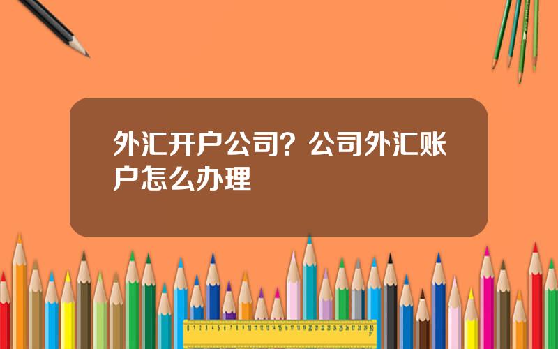 外汇开户公司？公司外汇账户怎么办理