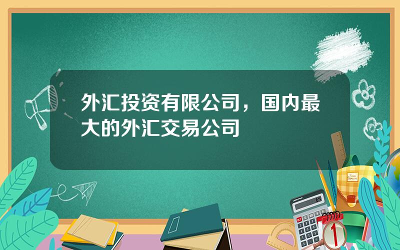 外汇投资有限公司，国内最大的外汇交易公司
