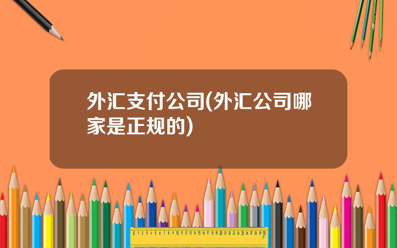 外汇支付公司(外汇公司哪家是正规的)