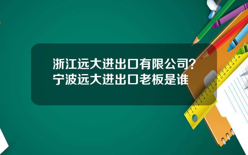 浙江远大进出口有限公司？宁波远大进出口老板是谁