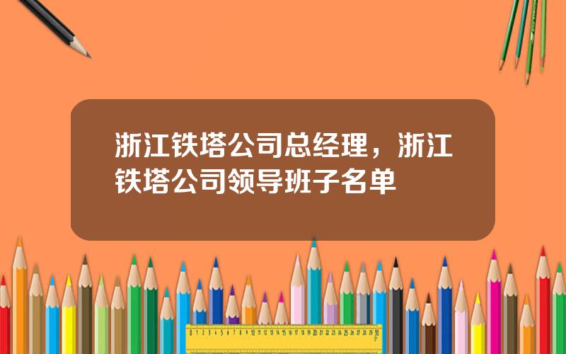 浙江铁塔公司总经理，浙江铁塔公司领导班子名单