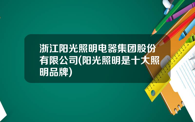 浙江阳光照明电器集团股份有限公司(阳光照明是十大照明品牌)