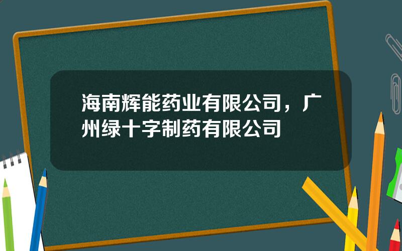 海南辉能药业有限公司，广州绿十字制药有限公司