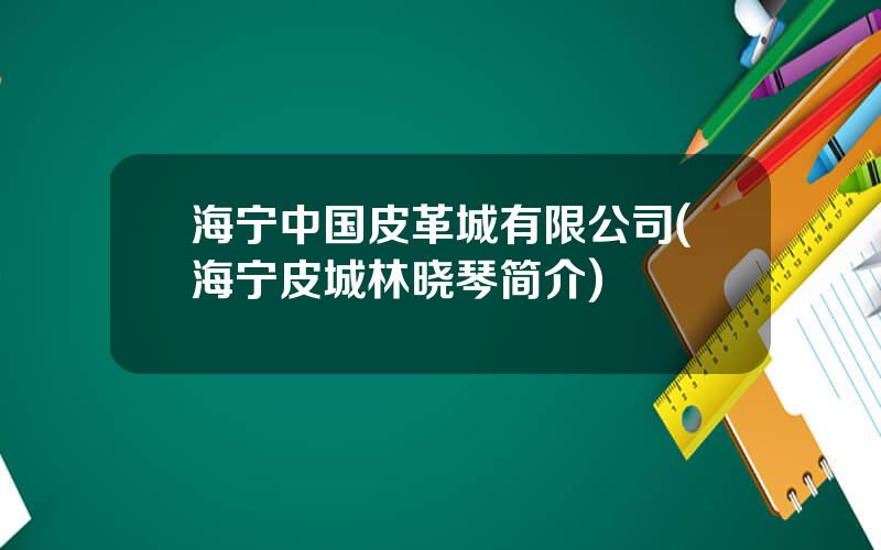 海宁中国皮革城有限公司(海宁皮城林晓琴简介)