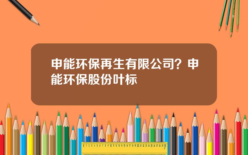 申能环保再生有限公司？申能环保股份叶标