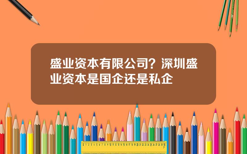 盛业资本有限公司？深圳盛业资本是国企还是私企